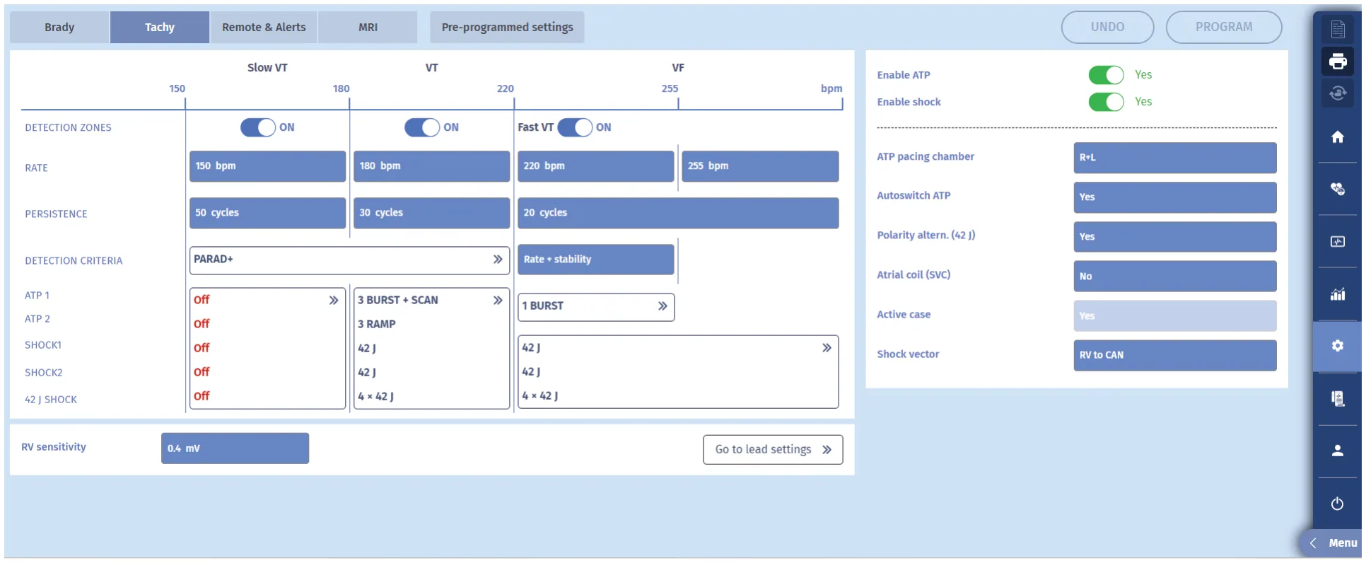 MicroPort ICD, Overview sceen — Persistence