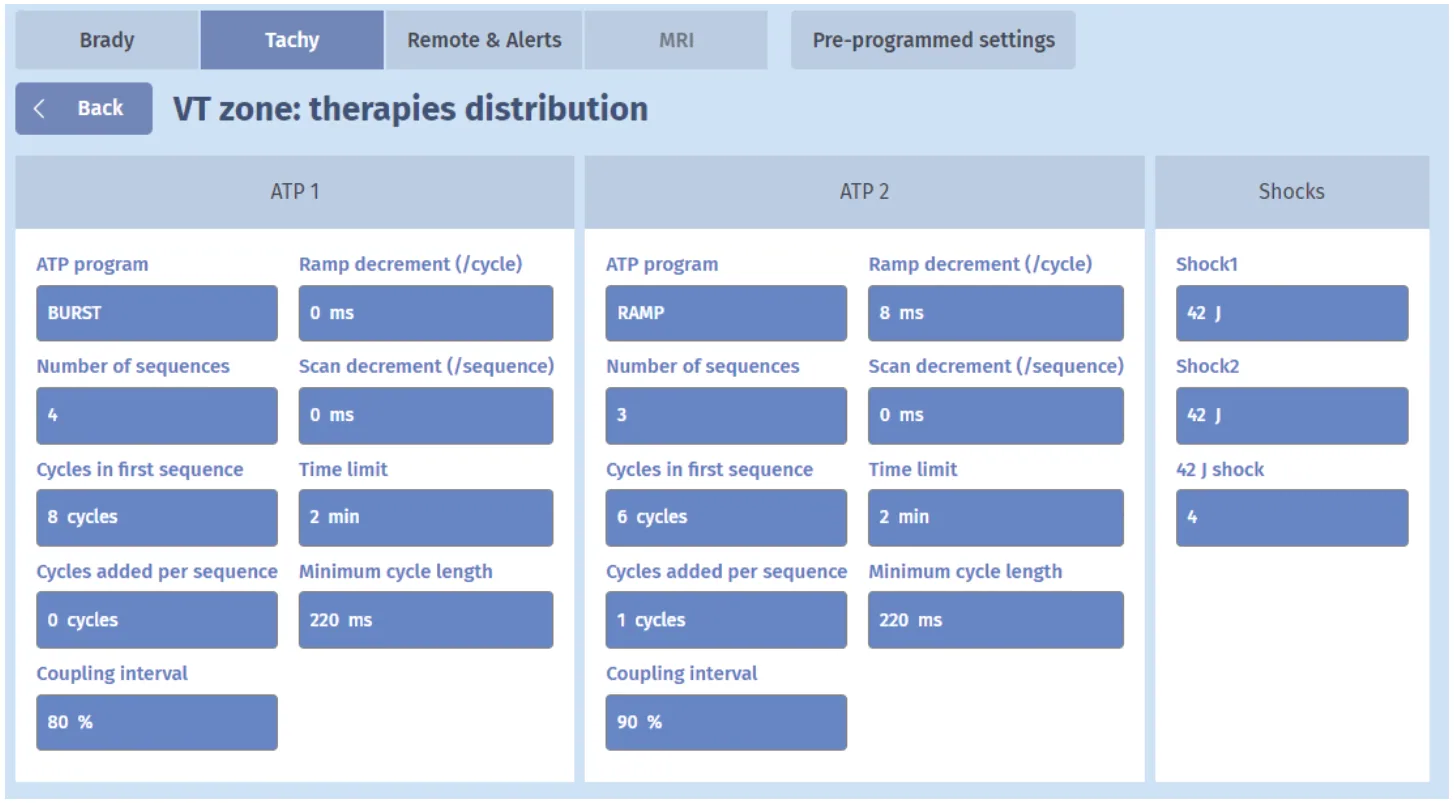 MicroPort ICD, Programming — Tachycardia treated by an ATP burst