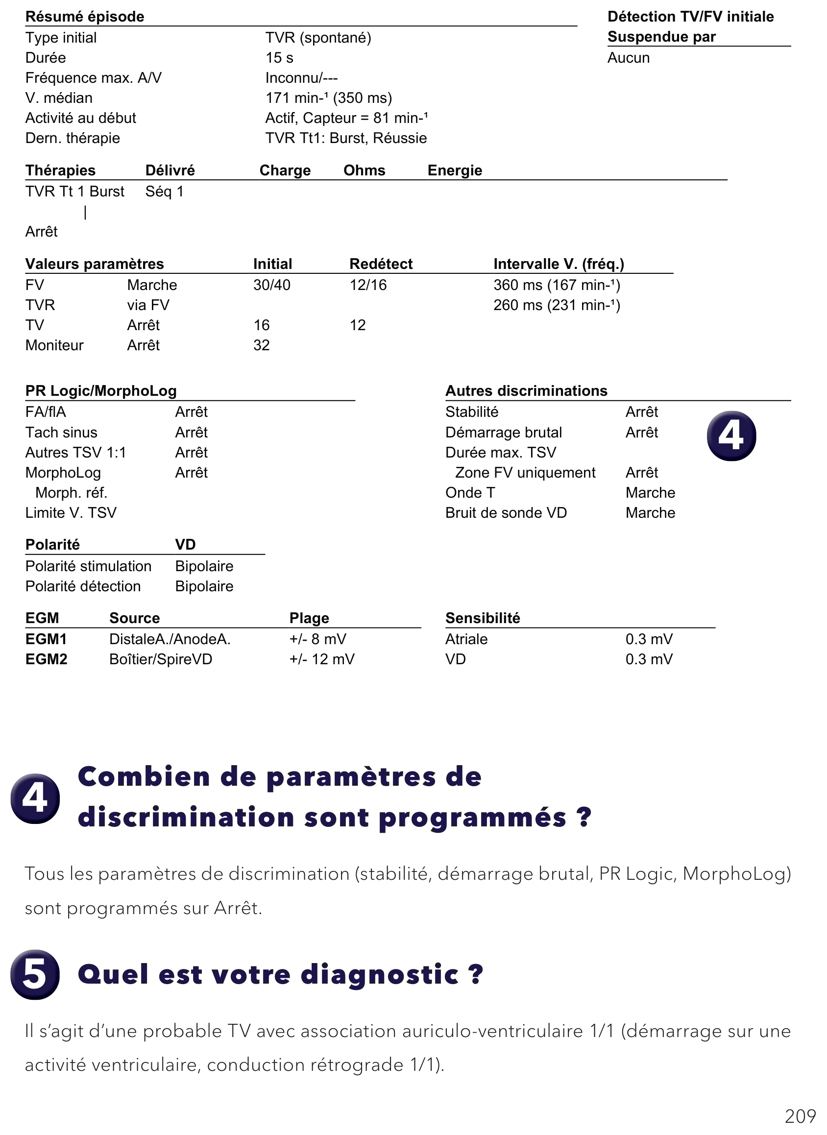 Électrogramme Medtronic DAI, segment 1 sur 1 — Discrimination et troubles de la conduction